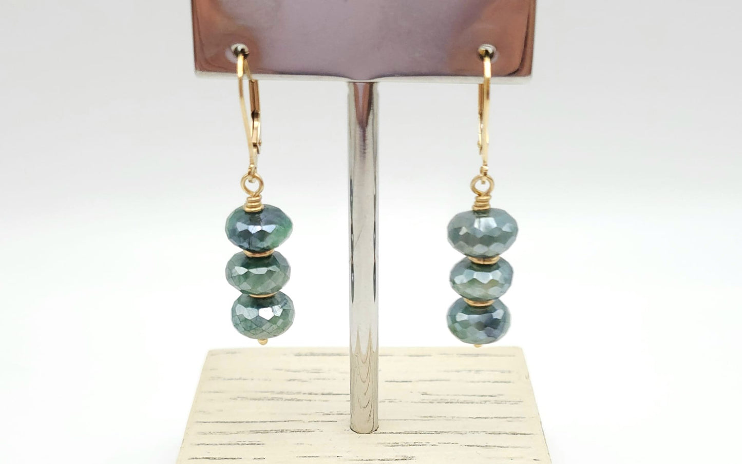 Faceted Green Moonstone Drop Earrings
