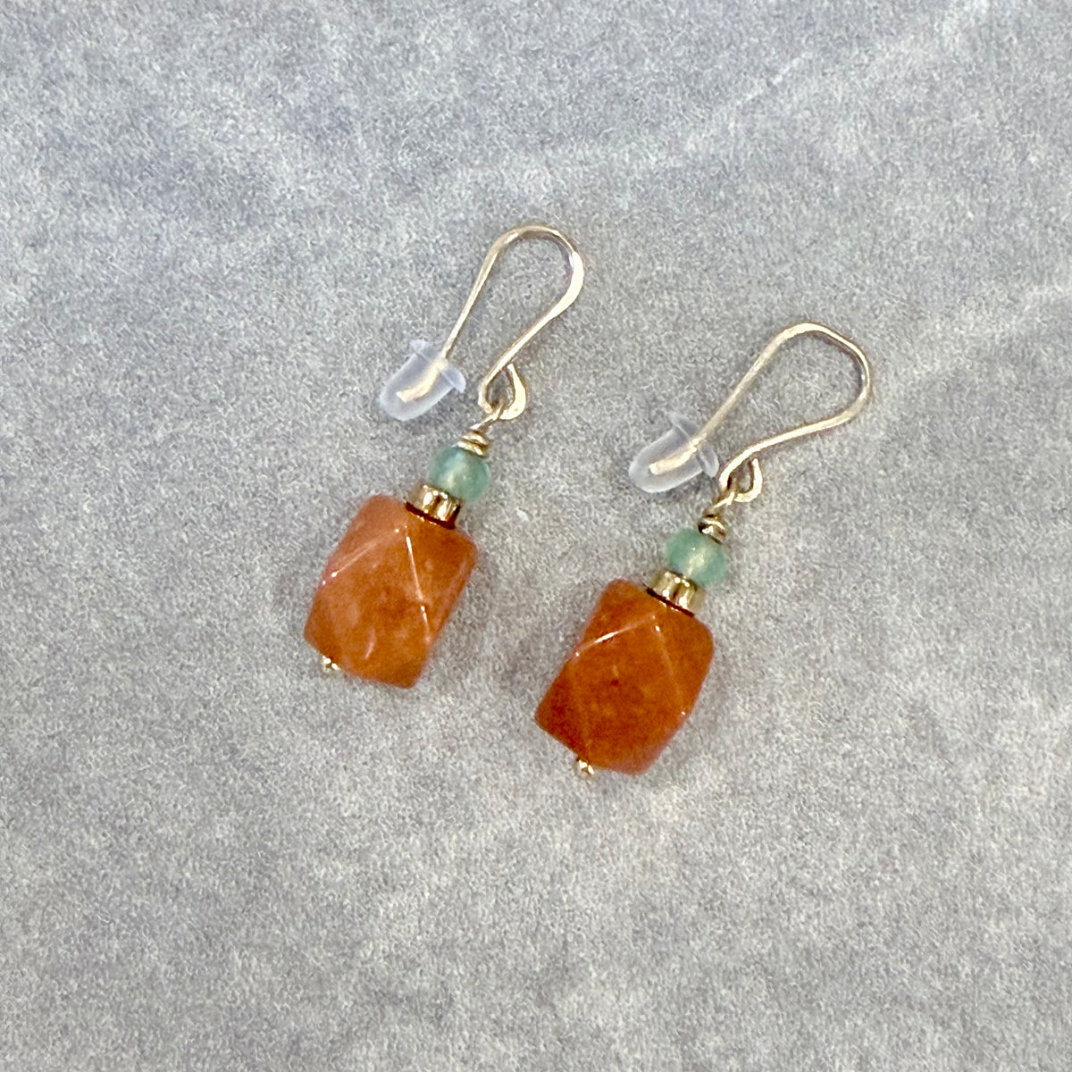 Carnelian & Peridot Geometric Drop Earrings