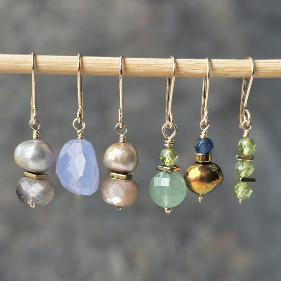 Faceted Blue Chalcedony Drop Earrings