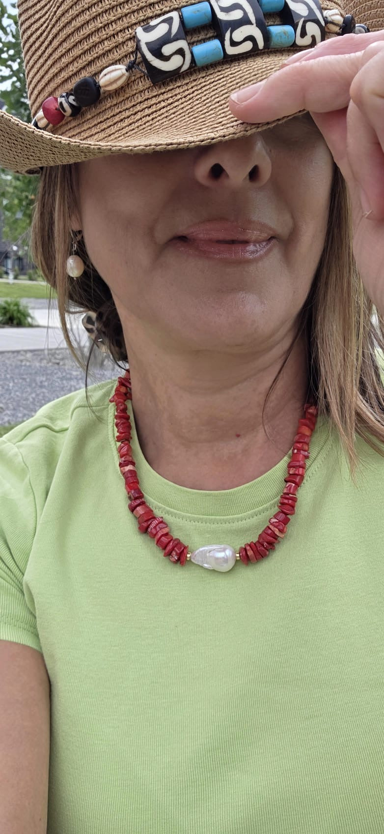 Coral & Baroque Pearl Necklace