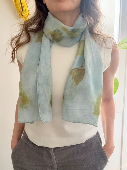 Handcrafted Botanical Silk Scarf