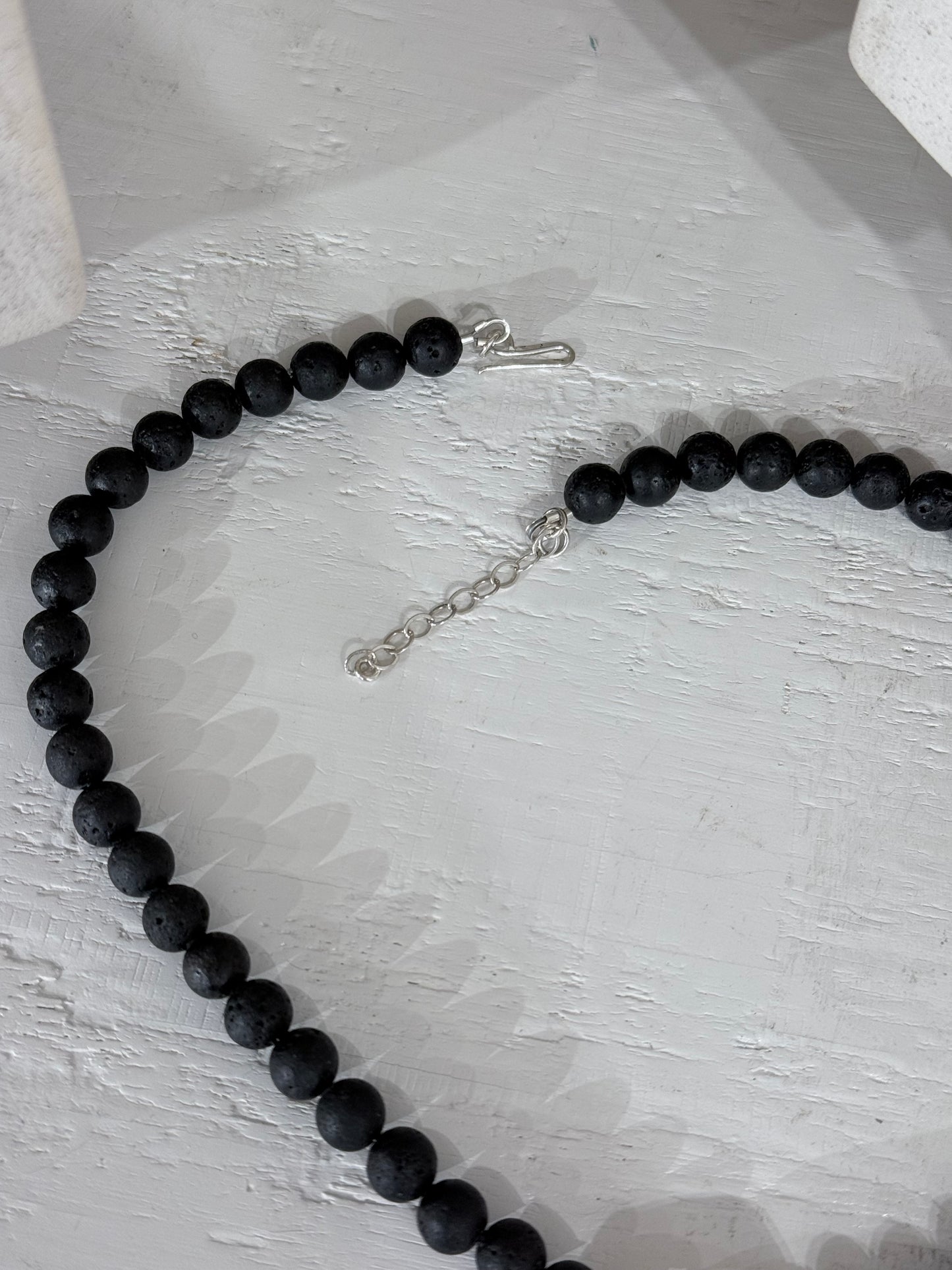 Black Lava Stone & Freshwater Pearl Necklace