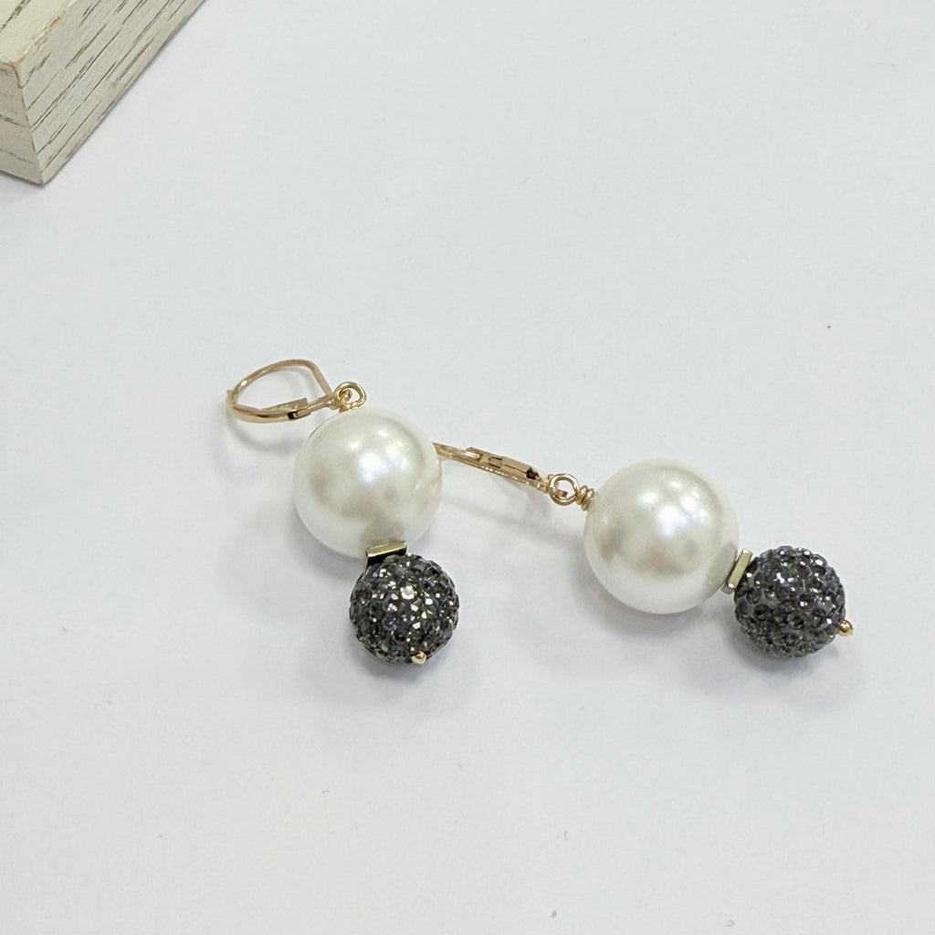 Sparkle Ball and Pearl Earrings - Think Stunning