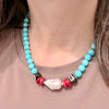 Magnesite & Baroque Pearl Statement Necklace