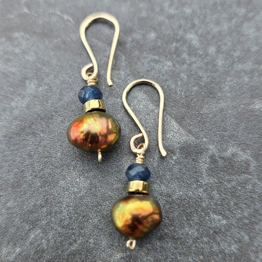 Pearl & Sodalite Drop Earrings