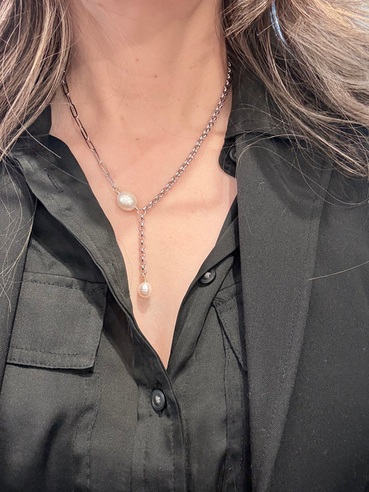 Y Shaped Pearl Necklace