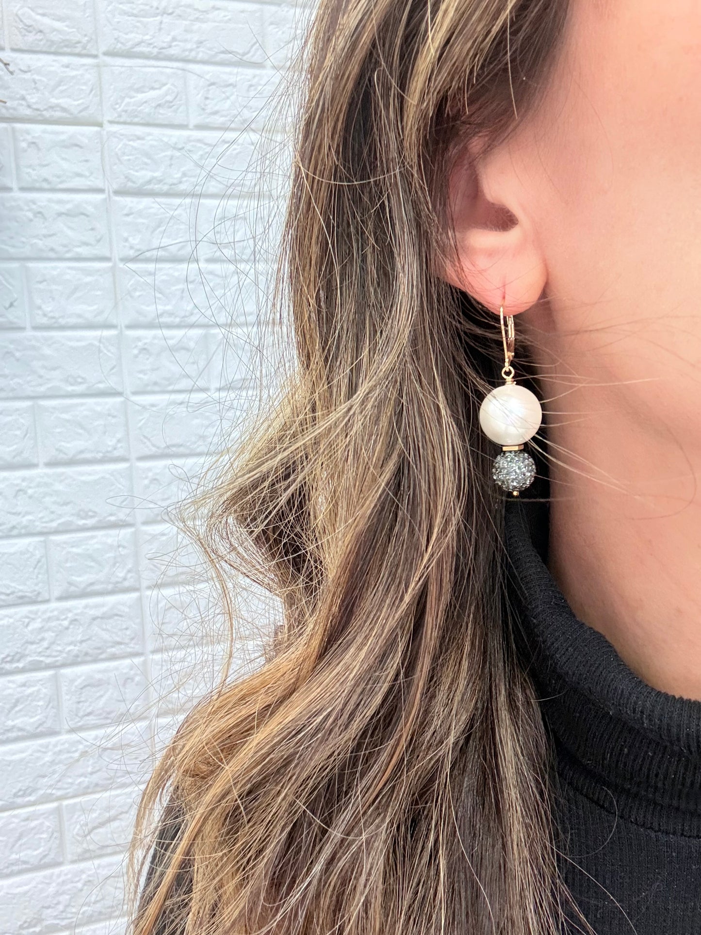 Sparkle Ball and Pearl Earrings - Think Stunning