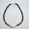 Sodalite, Agate, Coral & Baroque Pearl Statement Necklace