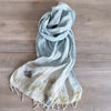 Botanical Linen Scarf in Soft Blue