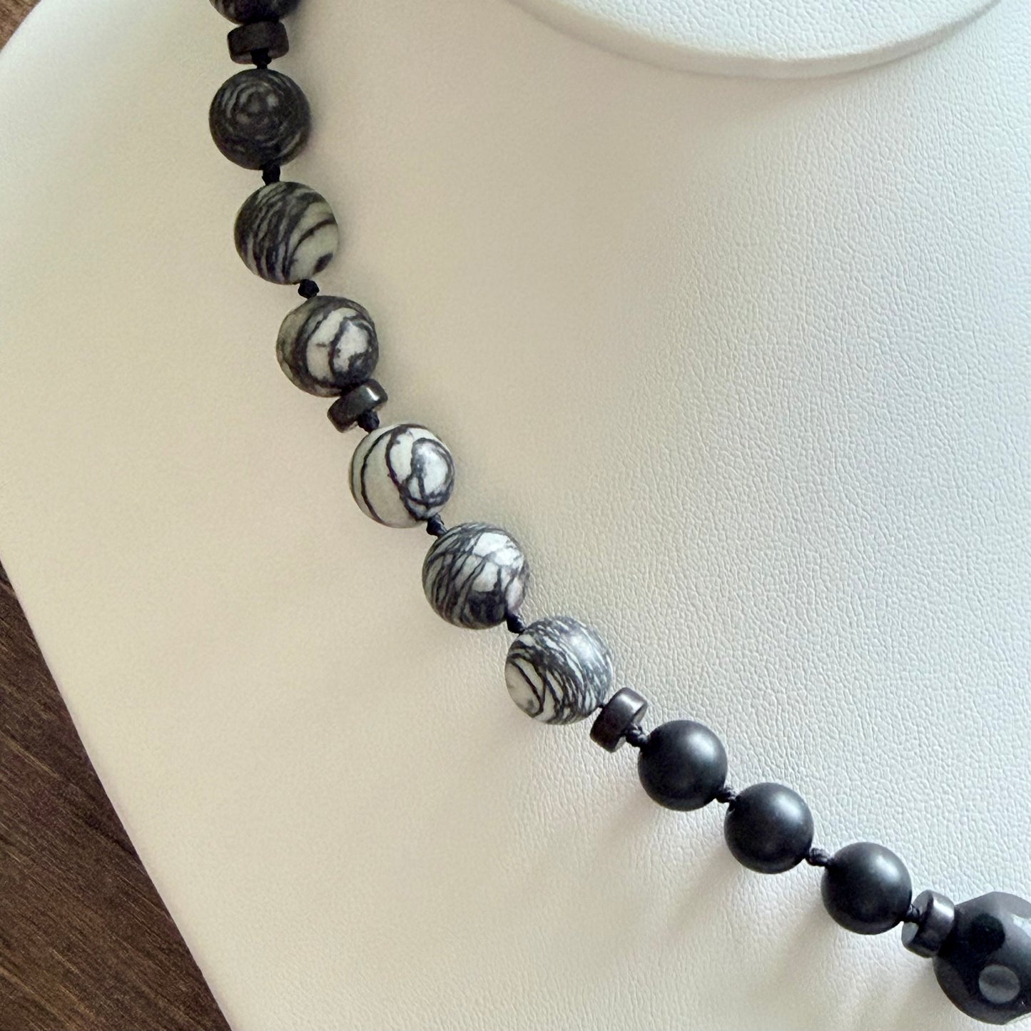 The Noir Agate & Onyx Hand Knotted Necklace