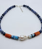 Sodalite, Agate, Coral & Baroque Pearl Statement Necklace