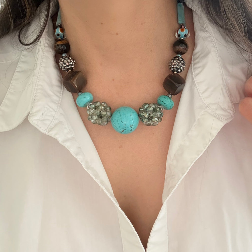 Turquoise & Tiger Eye Statement Necklace