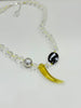 Amber Horn Pendant with Clear Quartz Necklace
