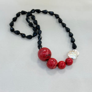 Onyx and Coral Necklace