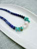One-of-a-Kind Natural Sodalite, Turquoise & Baroque Pearl Statement Necklace