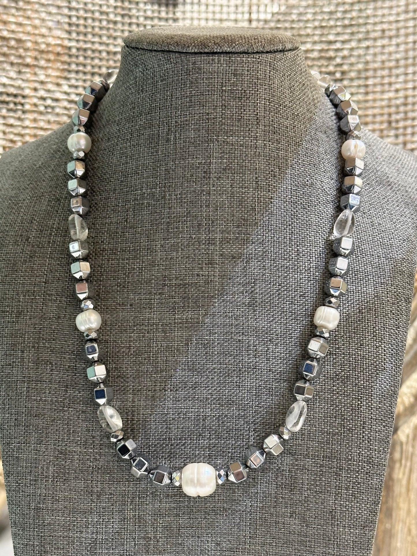 Hematite and Pearls Necklace - Think Stunning