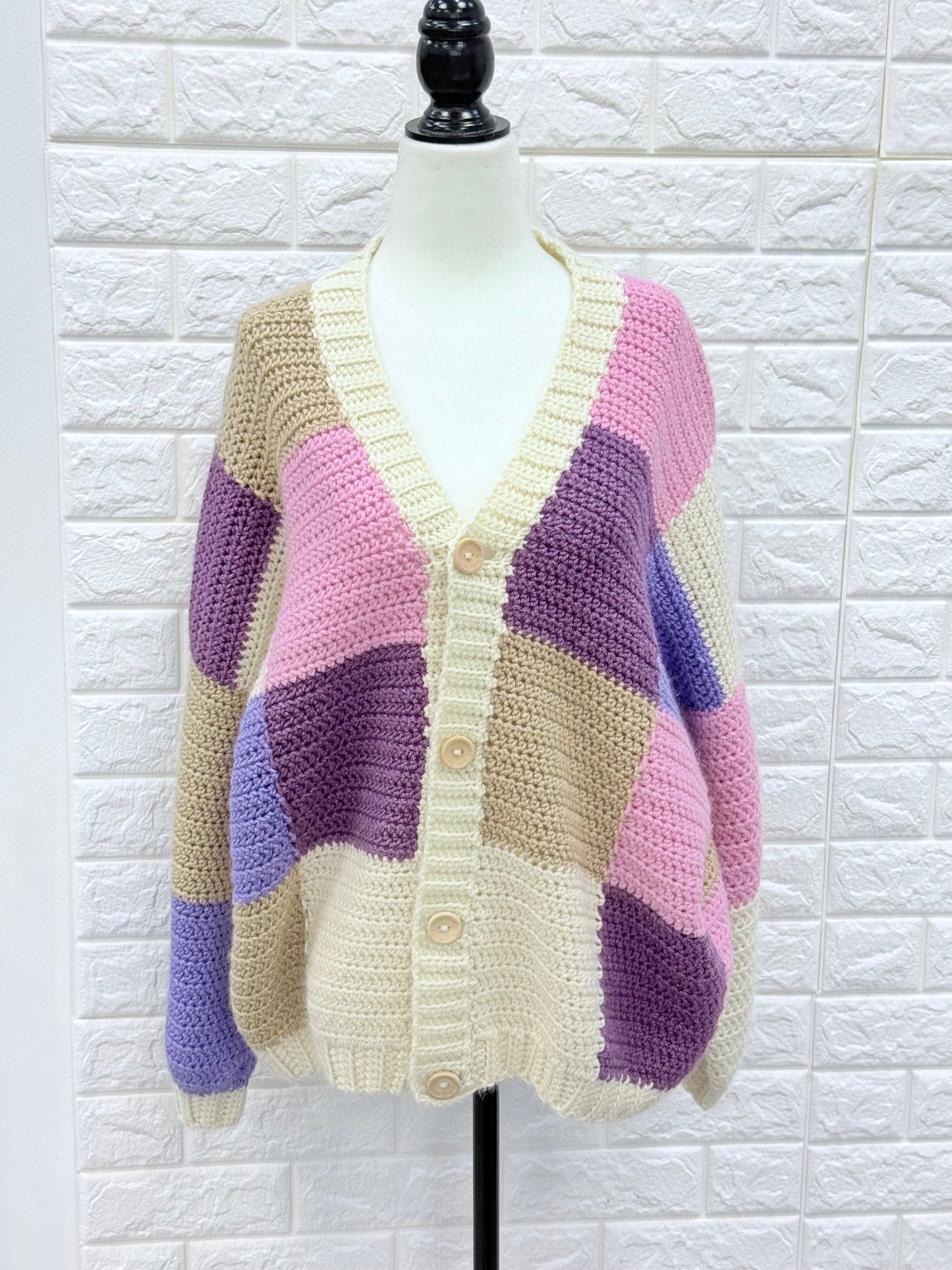 Oversized Patchwork Women Cardigan