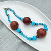 Turquoise & Wooden Statement Necklace