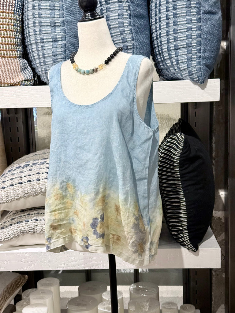 Hand-Dyed Eco-Printed Linen Top