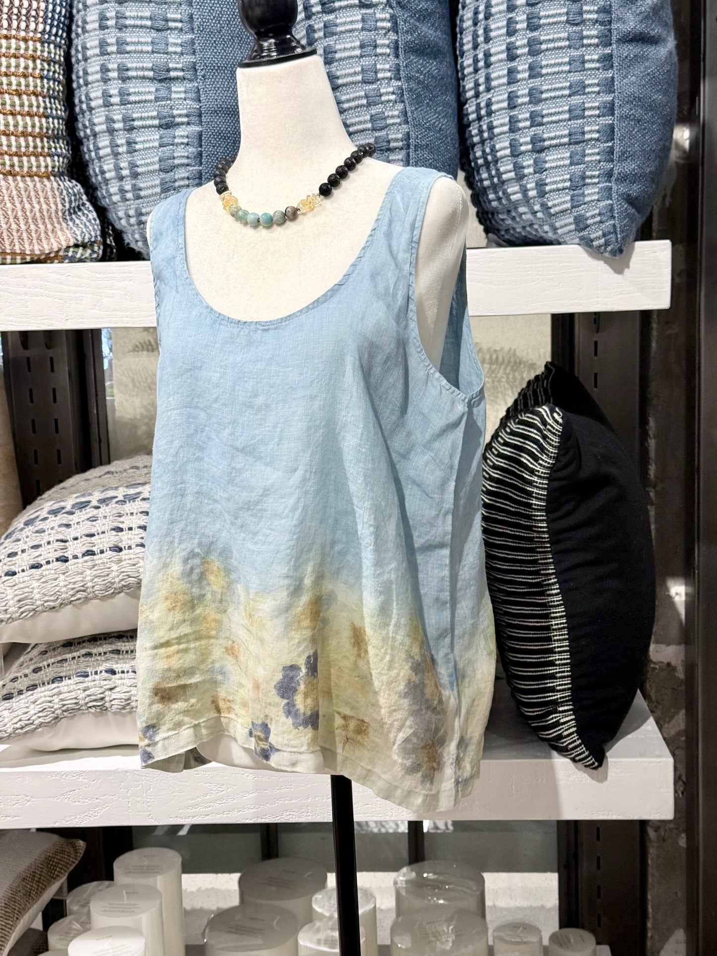 Hand-Dyed Eco-Printed Linen Top