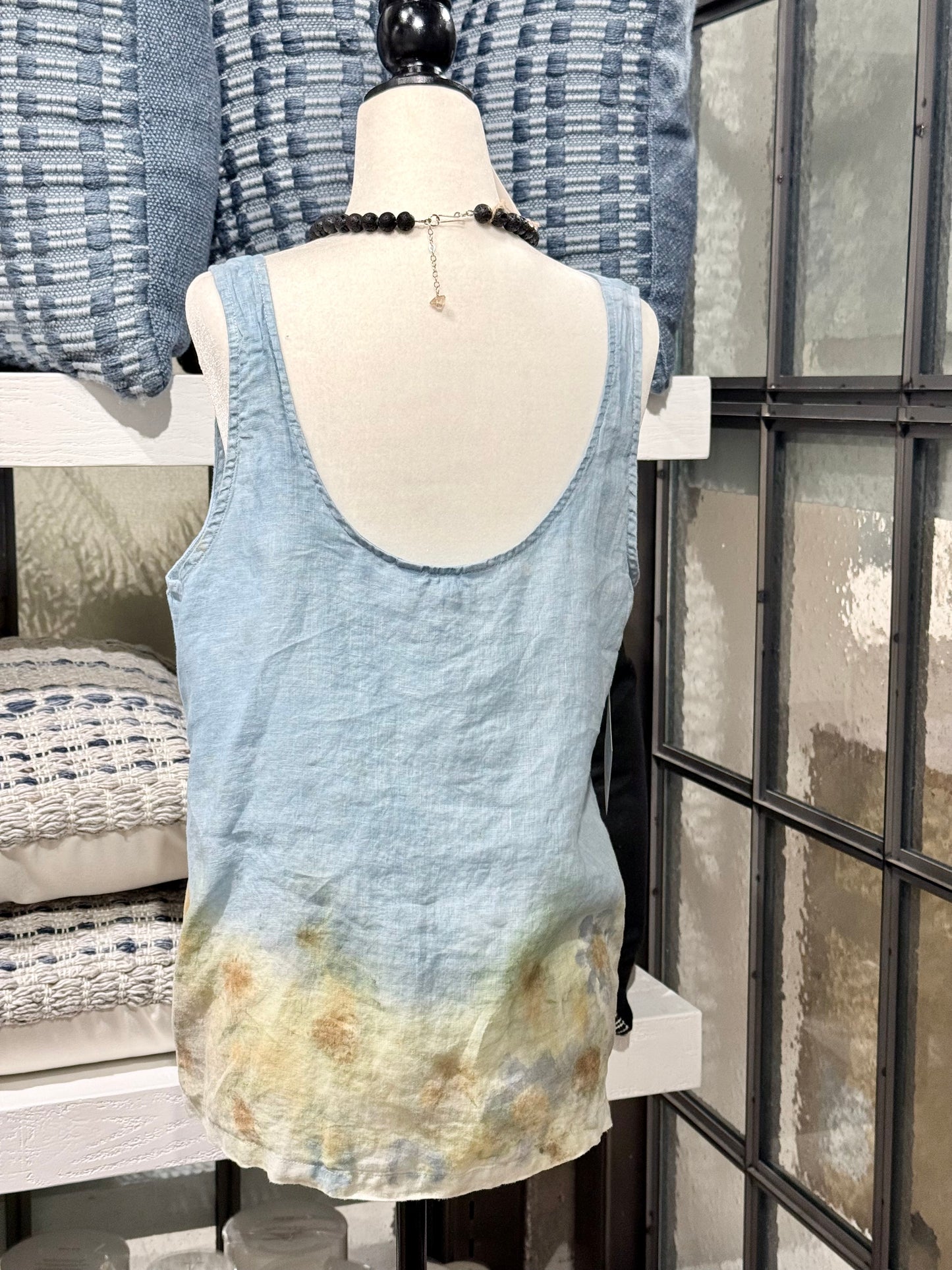 Hand-Dyed Eco-Printed Linen Top