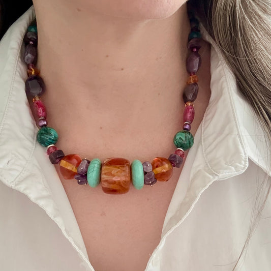 Bohemian Luxe Gemstone Statement Necklace