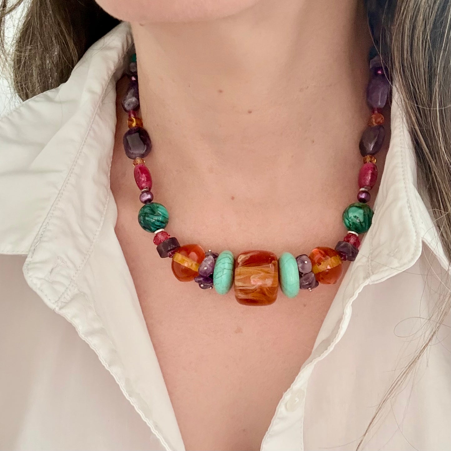 Bohemian Luxe Gemstone Statement Necklace