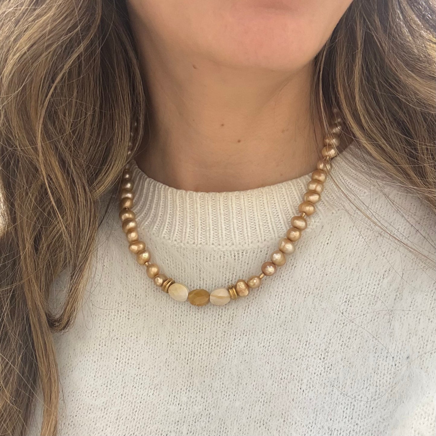 Gold Pearl Necklace