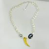 Amber Horn Pendant with Clear Quartz Necklace