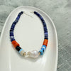Sodalite, Agate, Coral & Baroque Pearl Statement Necklace