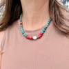 Blue Crazy Lace Agate, Red Coral & Baroque Pearl