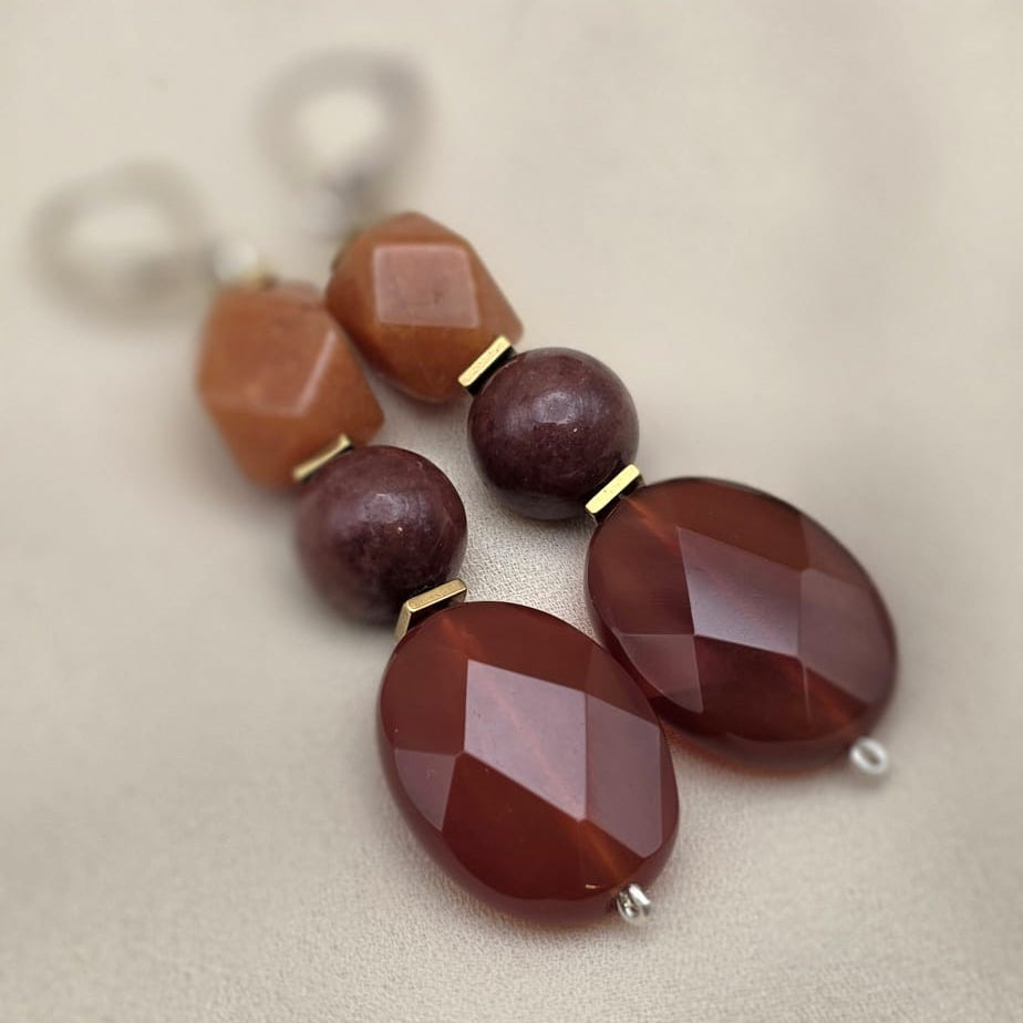 Carnelian & Earth Jasper Statement Drop Earrings