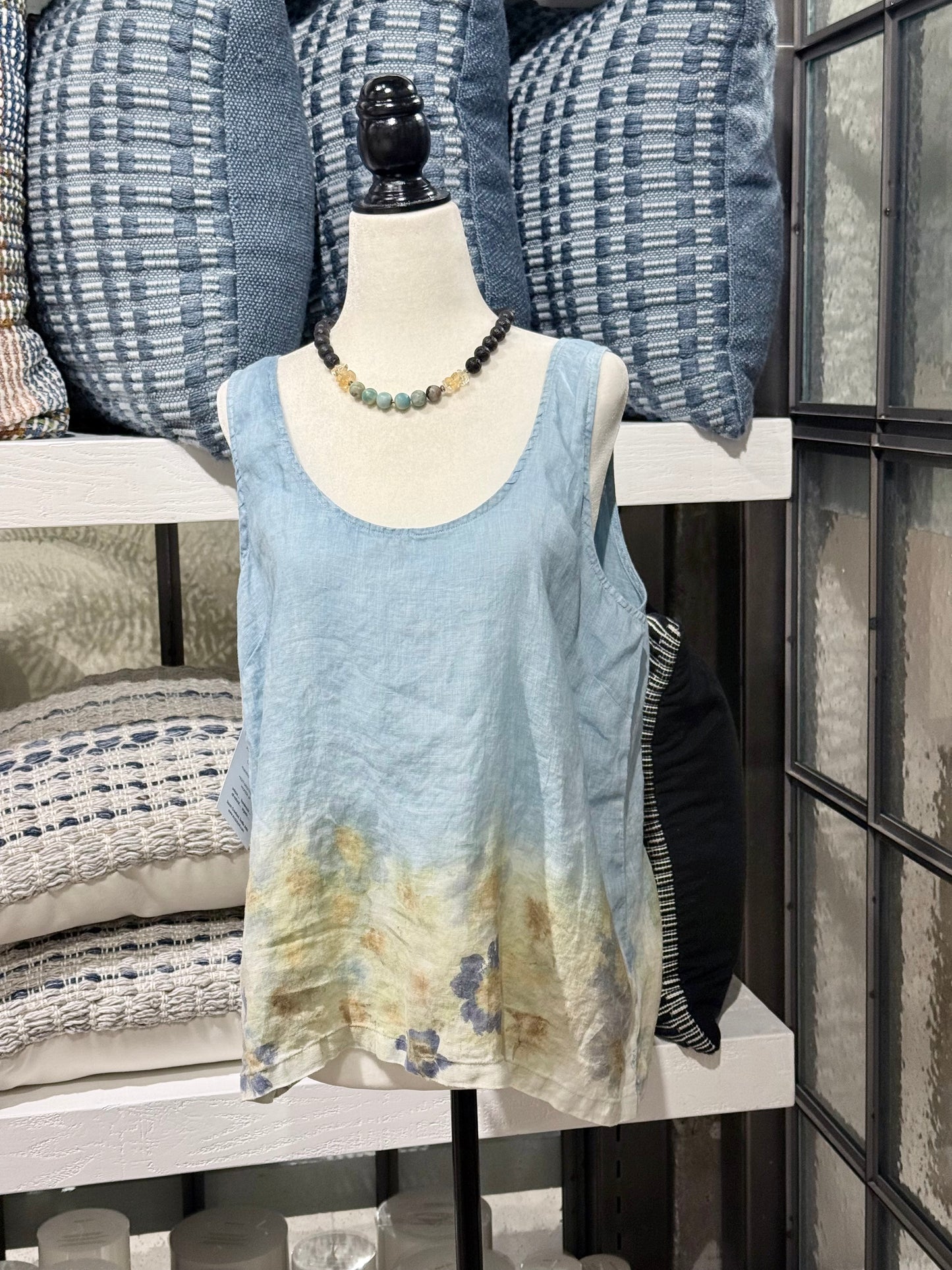 Hand-Dyed Eco-Printed Linen Top