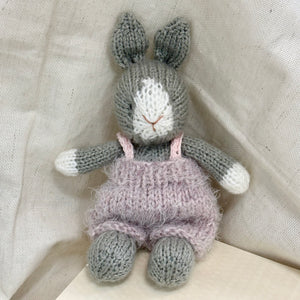 Hand Knitted Bunny with overall
