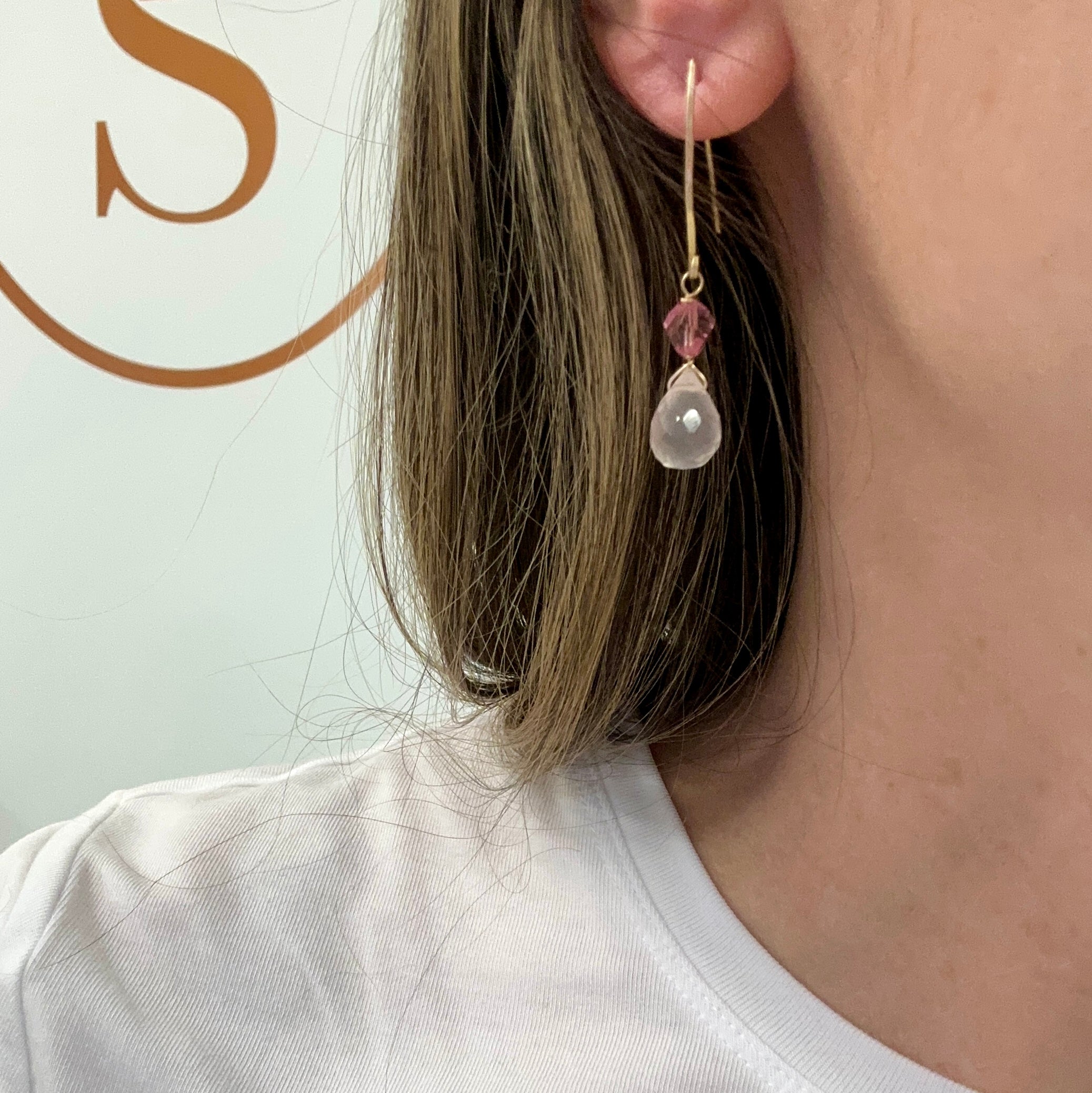 Rose Quartz Dangling Earrings