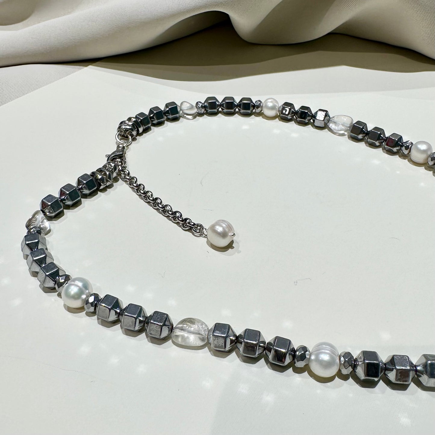 Hematite and Pearls Necklace - Think Stunning