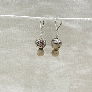 Grey and Beige Jasper Soap Gemstone Earrings