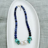 One-of-a-Kind Natural Sodalite, Turquoise & Baroque Pearl Statement Necklace