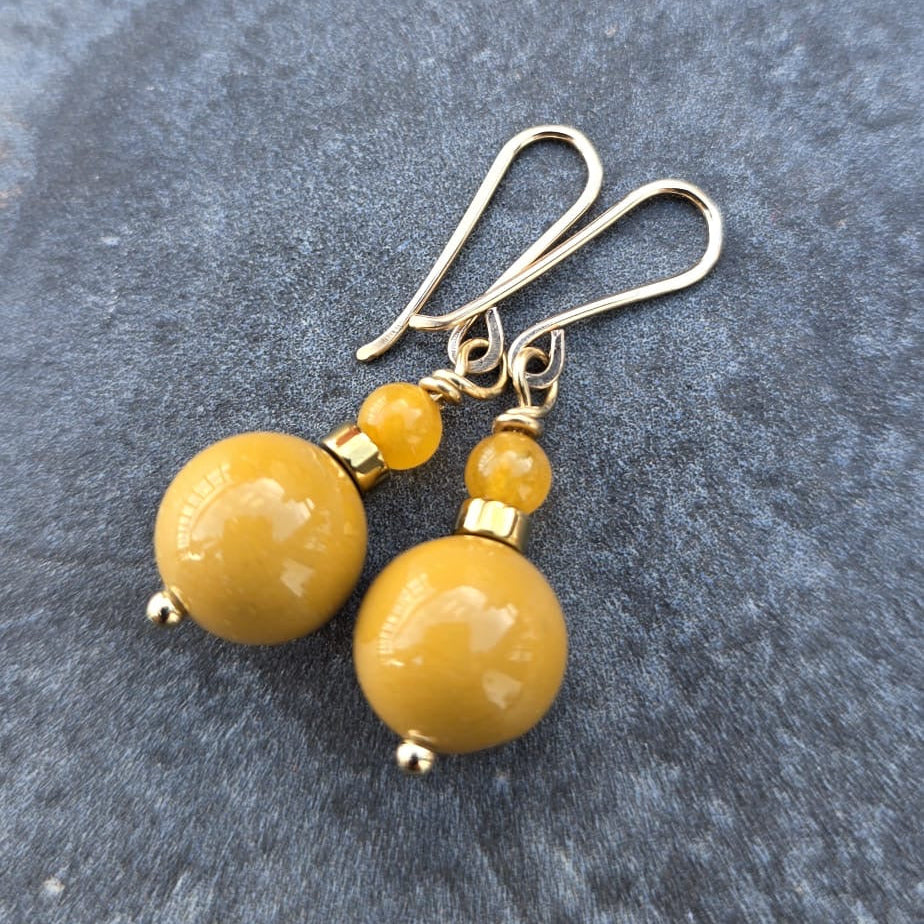 Golden Yellow Calcite Drop Earrings