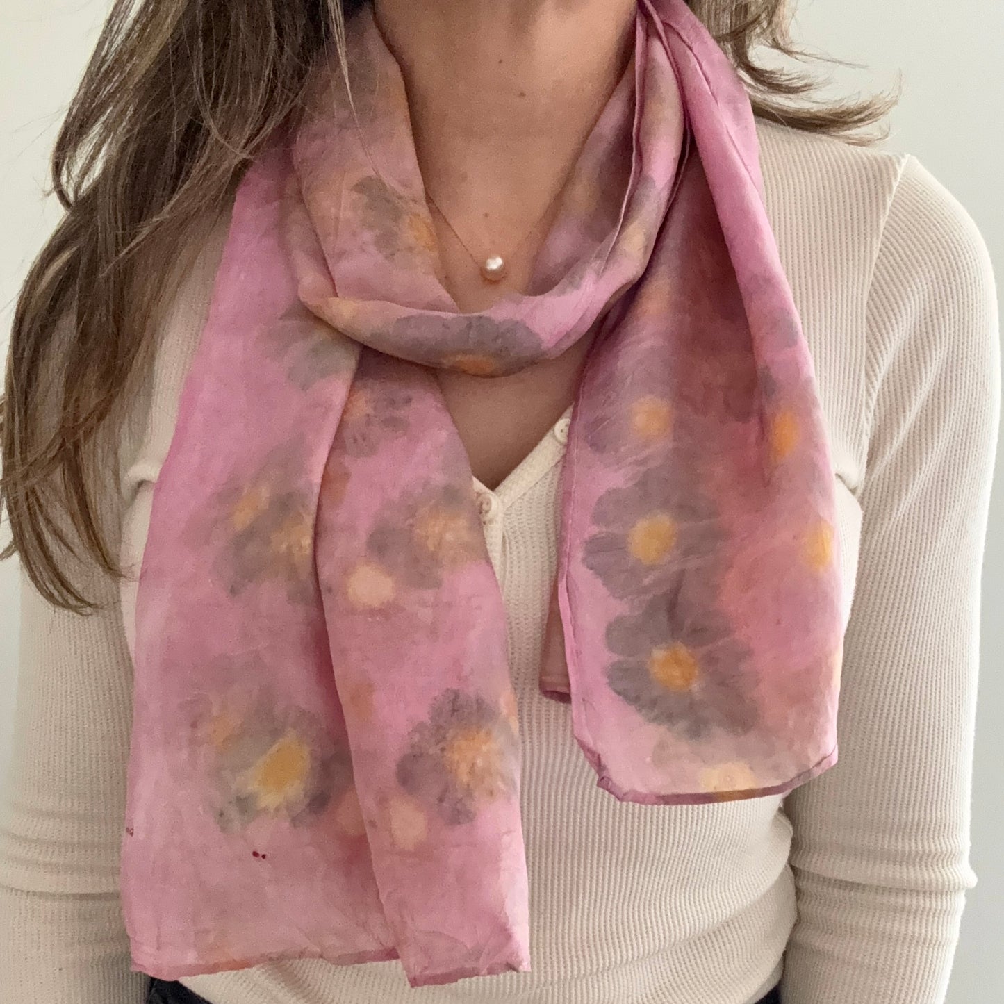 Handcrafted Botanical Silk Scarf