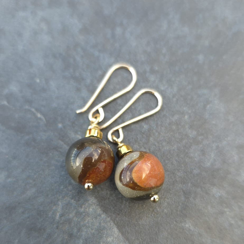 Earth Jasper Gemstone Drop Earrings