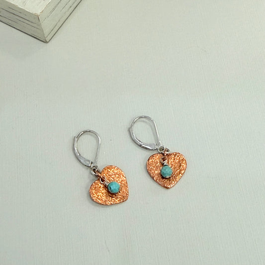 Copper Heart Earrings