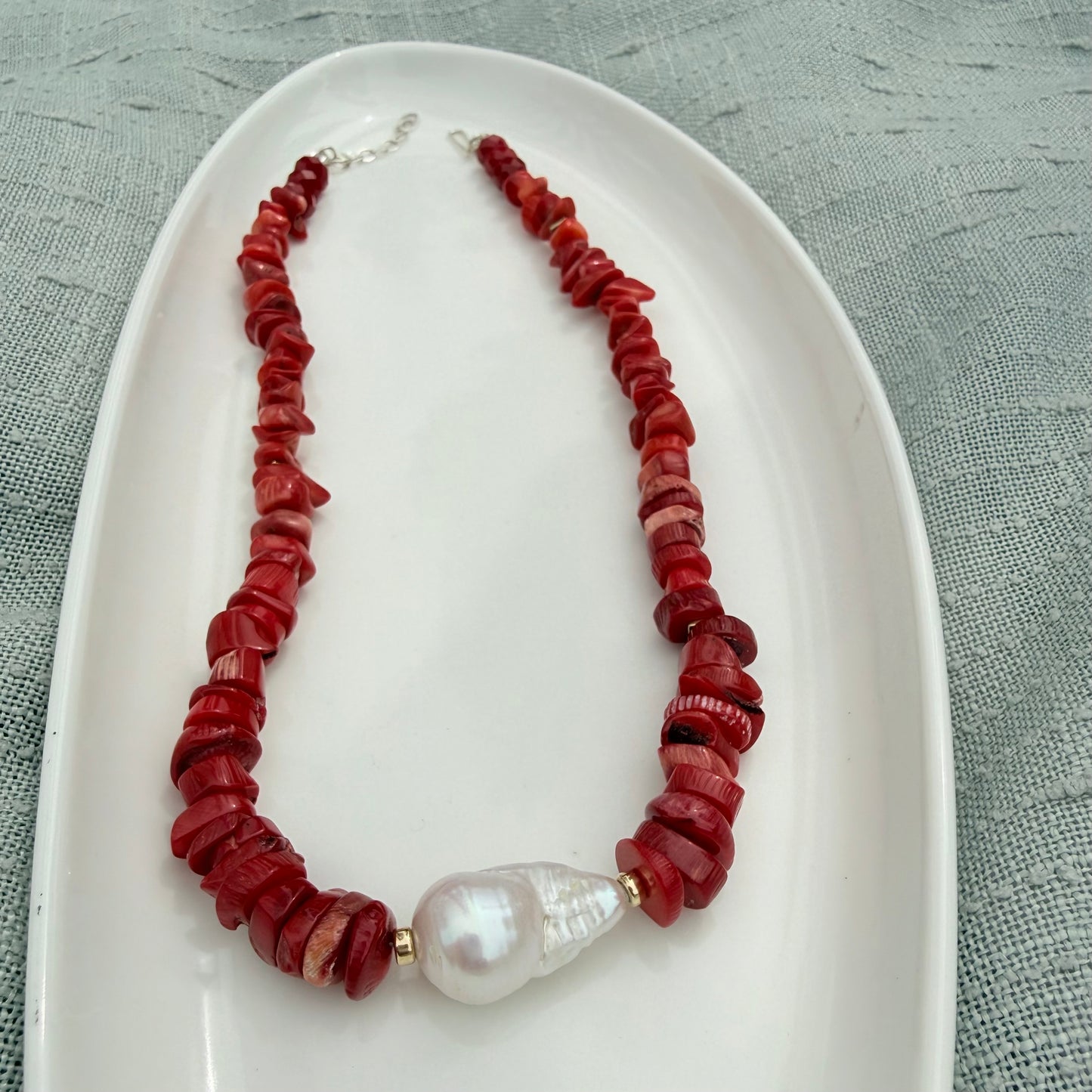Coral & Baroque Pearl Necklace