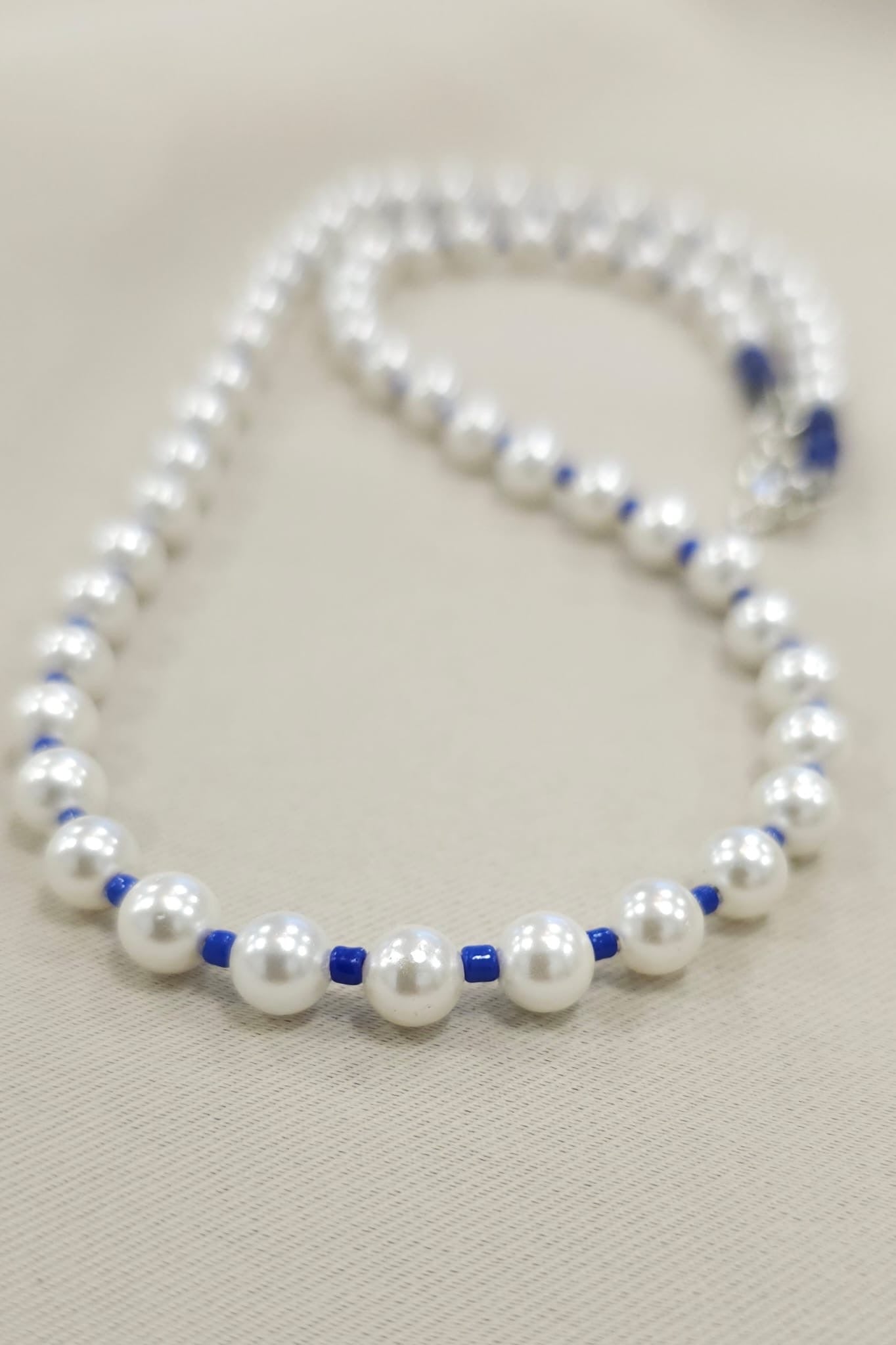 Blue and White Pearls Necklace