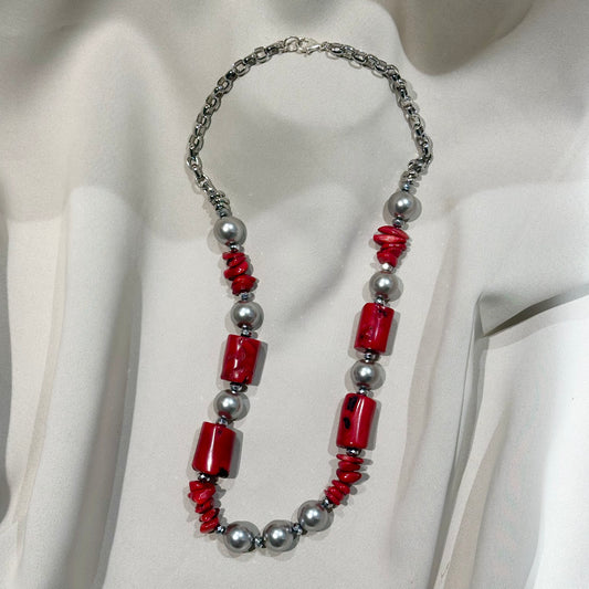 Handmade Coral Pearl Necklace