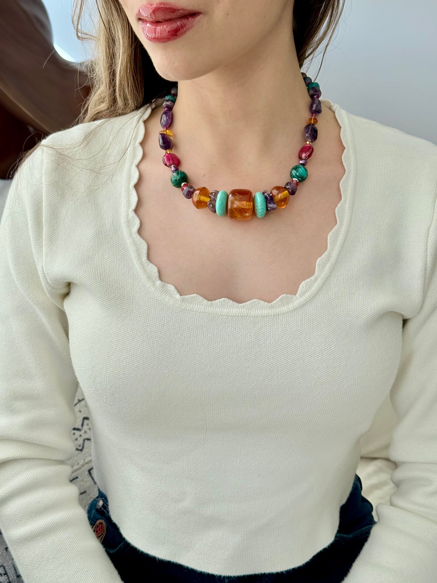 Bohemian Luxe Gemstone Statement Necklace
