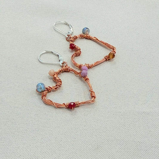 Copper heart Earrings