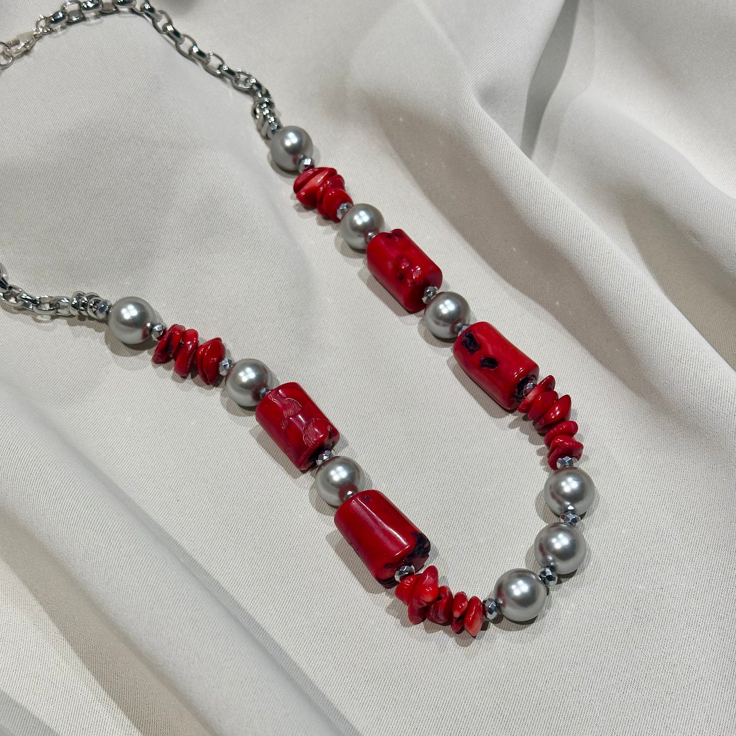 Handmade Coral Pearl Necklace