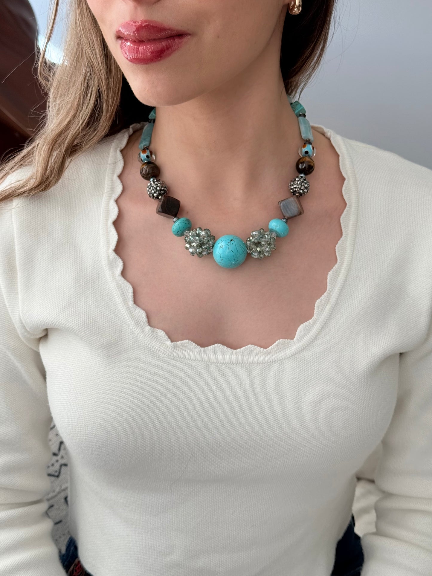 Turquoise & Tiger Eye Statement Necklace