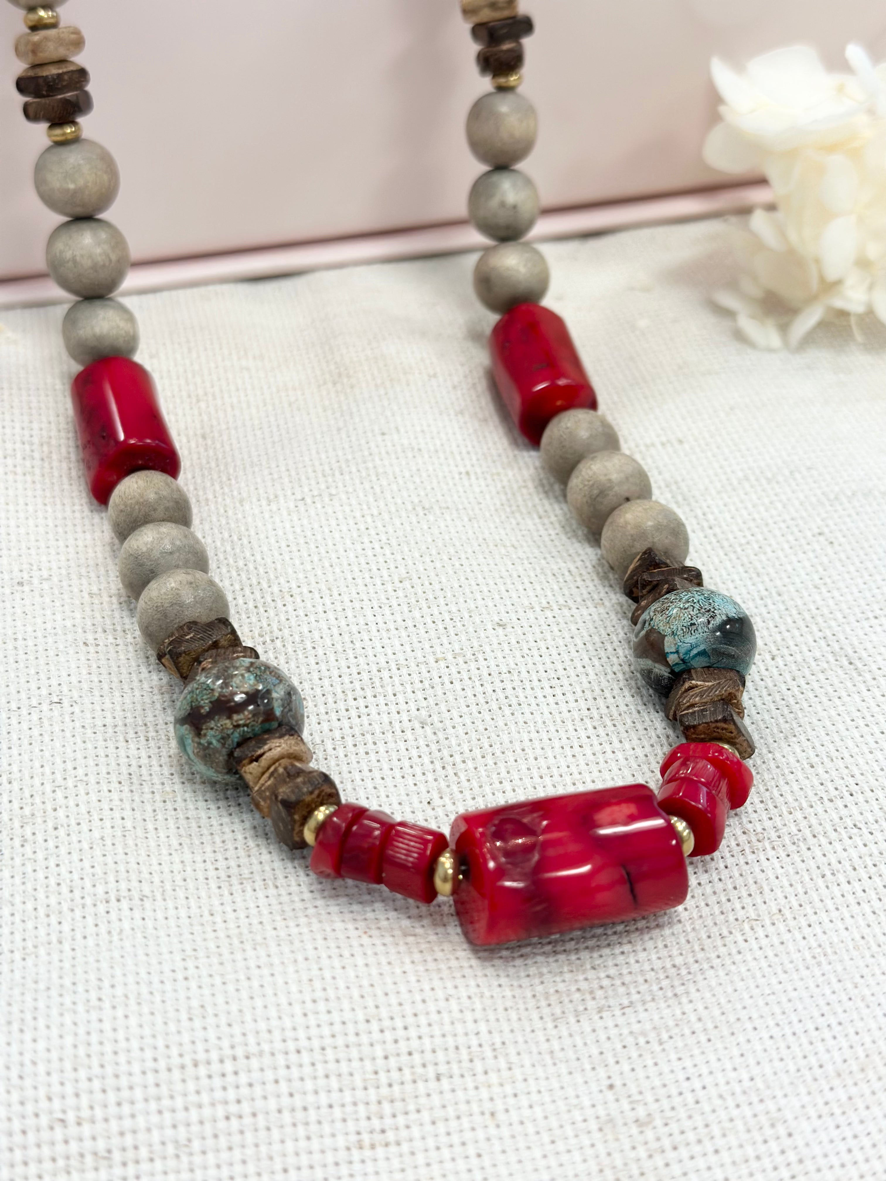 Rare Coral Bamboo Necklace